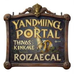 A sign for the fantasy inn called the Yawning Portal beautiful matte painting, Moebius, james gurney, thomas kinkade, rodney mathews, trending on artstation