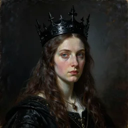 The portrait of Lady in black wax crown by Lukifer Aurelius, dark fantasy, witcher, very detailed oil painting in the alla prima style, masterpiece, 8k