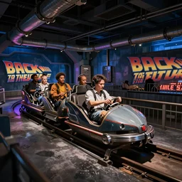 theme park dark ride for Back to the Future, interior photo, theme park blog
