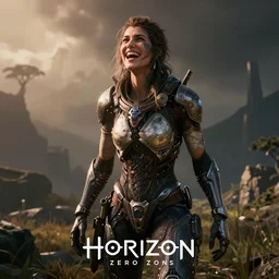 Alloy from Horizon Zero Dawn, beautiful lighting, laugh, embarrassed