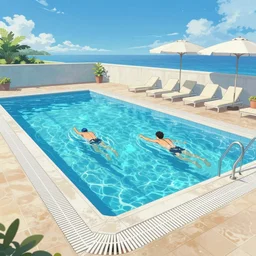 rv swimming pool, extremely detailed, sharp focus, wide view, full body shot, smooth, digital illustration, by james jean, by rossdraws, frank franzzeta, mcbess, sakimichan, brosmin, danton fadeev, steve simpson