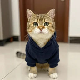 a cat wearing a hoodie
