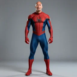 dwayne johnson as spiderman, full body shot, highly - detailed, sharp focus, award - winning