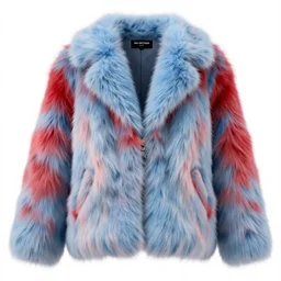 a show design by leonardo davinci design by balenciaga ,fur,blue and red,pastel colours ,white background ,hyper realistic,highly detailed,fashion design, baroque, matte painting, concept art, hdri, 4k -