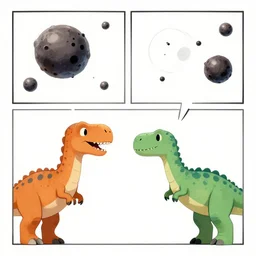 a comic page with two dinosaurs speaking about asteroids