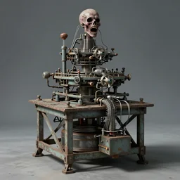 airbrushed gagging processing machines 1 9 7 1 tiered, junked from wire agings by basil gogos, philippe druillet, fine art masterpiece baked at 3 0 0 f, matte painting, cold lighting, aged with sunlight, award winning horror, photorealistic render, cinematic