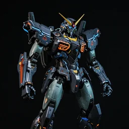 a ultra realistic hyper realistic underexposed film photograph of an intricate neon mech warrior