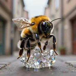huge bumblebee made out of crystal in an alley, portrait, 4 k hd