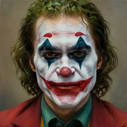 Jerma in real life with joker makeup, realistic, very realistic, hyperrealistic, highly detailed, very detailed, extremely detailed, detailed, digital art, oil painting, trending on artstation, headshot and bodyshot, detailed face, very detailed face, extremely detailed face, HD Quality, 8k resolution