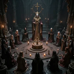 hyper-detailed photo of a sacred undead ceremony, 8k, ultra detail, hyperrealism, fantasy, concept art, eerie lighting, photographic, divine proportion, hyper-detailed