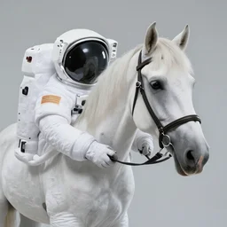 horse wearing white spacesuit as astronaut, epic photoshoot studio light, realistic 8 k documentary