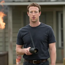 Movie still of Mark Zuckerberg in Saving Private Ryan, establishing shot, opening scene, flamethrower