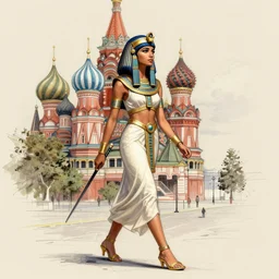 a sketch drawing, cleopatra walks around moscow by gabo mendoza, trending on artstation