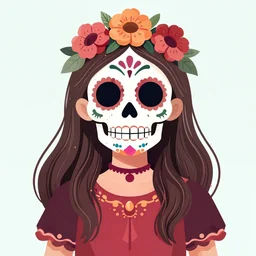 illustration  of a sugar skull day of the dead girl, art by leandro erlich