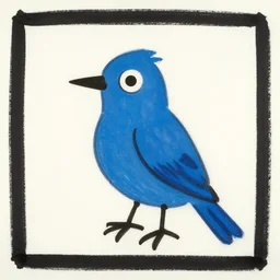 blue bird, artwork by john michel basquiat