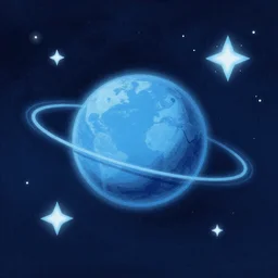 A planet in the shape of a bean orbiting a blue star