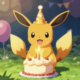 pichu celebrating his birthday, trending on artstation, artstationhd, pixiv, soft, cgsociety