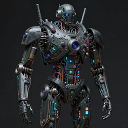 dark hyper detailed suspended robot fighter pilot body made from circuits connected to the mother board with glowing wires and electronic components masterpiece pattern jean giraud digital art painting beautiful _ psychedelic _ acid artgerm dona to giancola tom bagshaw