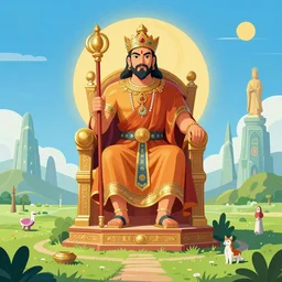 a majestic photograph of the king of agharta seated on his throne with the scepter of power, land of advanced races, hollow earth infographic with illustrations, vibrant colours, dynamic lighting, digital art, fantastically beautiful, illustration, trending on artstation, art by albrecht durer, konstantinas ciurlionis, 8 k resolution