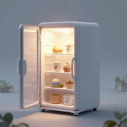 cute refrigrator land , volumetric lightening, highly detailed, octane render, foggy atmosphere,