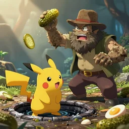 idubbbz catching pokemon in the sewer, while filthy frank assaults him with pickles and eggs