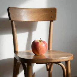 An apple on the chair, white background