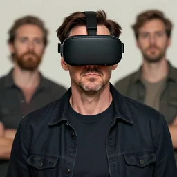 front view portrait jim carrey, human computer, vr headset, digital art from artstation by ruan jia and mandy jurgens and artgerm and william - adolphe bouguereau