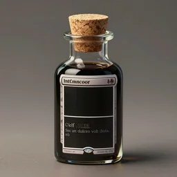 epic professional digital art of a corked vial of viscous black liquid; mtg art by Volkan Baga, artstation