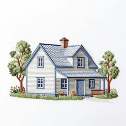 farmhouse. embroidery