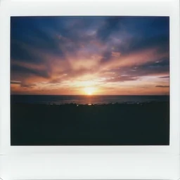 polaroid of synthwave sunset