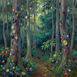 an beautiful painting of a gemstone forest, in the style of phyllis disher fredericks - n 5