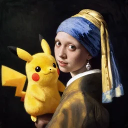 pikachu in the painting the girl with the pearl earring