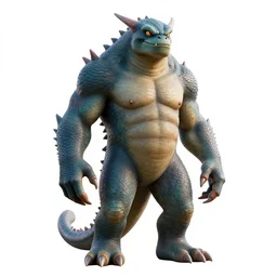 tattooed lagoon monster, detailed 3d character render, full body, standing, isolated on a pure white background, centered, whole figure in frame, sharp focus, studio lighting
