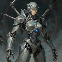 detailed, sharp, humanoid female cybernetic monster of necronomicon by Anna Dittmann and by studio ghibli. digital art. surreal. featured on art station. anime arts. featured on Pixiv, HD, 8K, highly detailed, good lighting