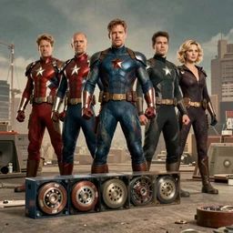 photo of a scene of an old marvel avengers movie, vintage, tape, realistic, detailed