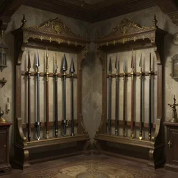 beautiful cottagecore armory room, weapon racks on the wall, military hardware, intricate, futuristic, highly detailed, digital painting, artstation, concept art, smooth, sharp, focus, illustration, art by artgerm and greg rutkowski and alphonse mucha