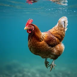 a chicken underwater in the ocean