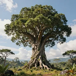 giant amazonian tree of the wind, surrealist, dmt, dmt, 5 meodmt, blissful landscape, mother ayahuasca, sacred, by christophe vacher