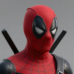 Spiderman wearing Deadpool's mask, 8k, octane render, very detailed, detailed, 3d