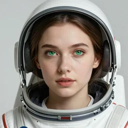 Portrait of very very very very very very beautiful woman, spacesuit, green eyes, Amber skin, intricate, elegant, highly detailed, digital painting, artstation, concept art, smooth, sharp focus, illustration, art by artgerm and greg rutkowski and alphonse mucha