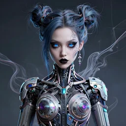 funny blue eyes goth queen in cyborg cable suit, intricate abstract. intricate artwork, by tooth wu, wlop, beeple, dan mumford. concept art, octane render, trending on artstation, greg rutkowski very coherent symmetrical artwork. cinematic, key art, hyper realism, high detail, octane render, 8 k, iridescent accents