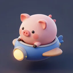 Isometric 3D Fantasy Cute and adorable pig spacecraft, Smooth 3D Illustration, soft render, Servando Lupini, Daniil Kudriavtsev, handpaint texture, Blender, 3DCoat H 648
