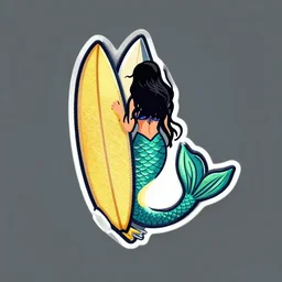 vector patch logo of mermaid, 1 9 6 0 s surfboard