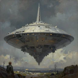 monolith spaceship in the style of edgar alan poe, oil painting, trending on artstation, hd, 4 k, million of likes