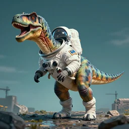 dinosaur wearing spacesuit