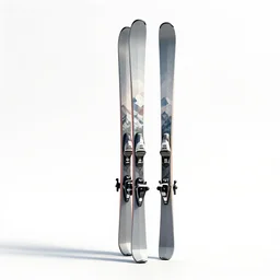low-poly skis, studio product photography, isolated on a pure white background, centered, entire object in frame, sharp focus, soft studio lighting