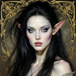 portrait of bjork as dmt elf, 8 k highly detailed, sharp focus, illustration, art by artgerm, mucha, bouguereau