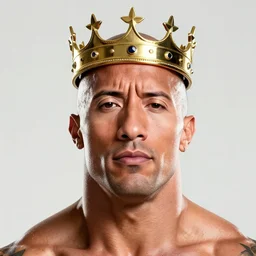 portrait of dwayne the rock johnson wearimg a crown on his head,digital art,ultra realistic,ultra detailed,art by greg rutkowski