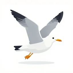 vector illustration seagull, freepik, flat shadows, white background, hq hd,