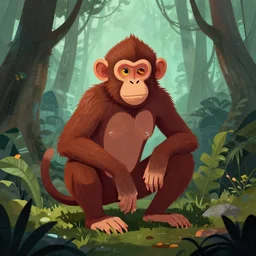 cyber monkey in the scifi forest, in style james jea, illustration, fine colors